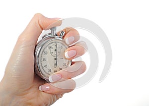 Beautiful hand with stop watch