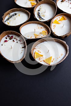 Beautiful handmade coconut shell candles