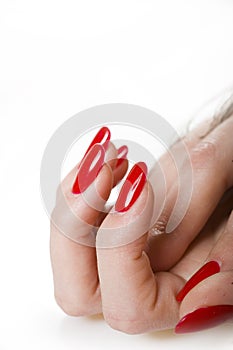 Beautiful hands with perfect red manicure