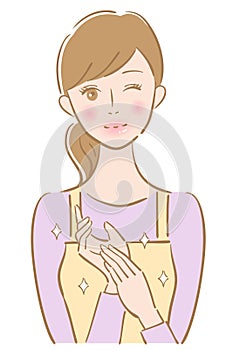 Beautiful hands skin care young woman illustration. Beauty and health  concept