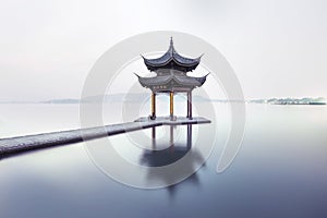 Beautiful hangzhou and ancient pavilion