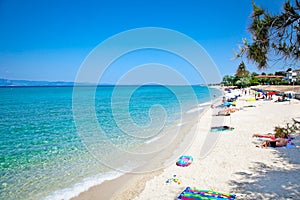 Beautiful Hanioti beach on Kasandra, Greece.