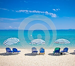 Beautiful Hanioti beach on Kasandra peninsula, Greece.