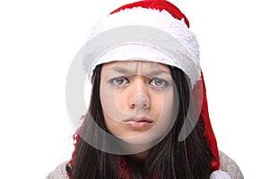 Beautiful happy Christmas woman in front of a white background