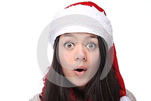 Beautiful happy Christmas woman in front of a white background