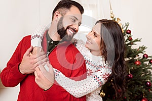 Happy couple at christmastime