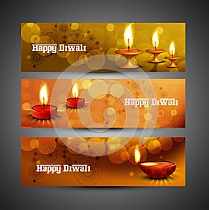 Beautiful Happy diwali headers set