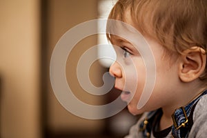 Beautiful happy kid at home