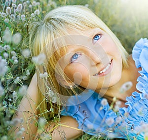 Beautiful Happy Little Girl outdoor