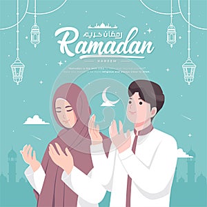 Beautiful happy ramadan mubarak vector illustration