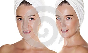 Beautiful Happy Spa Girl Isolated on a White Background