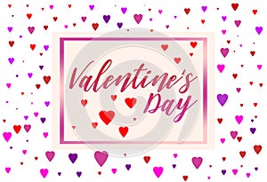 Beautiful Happy Valentines day lettering design with hearts photo