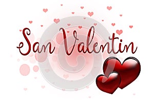 Beautiful Happy Valentines day lettering design with hearts photo