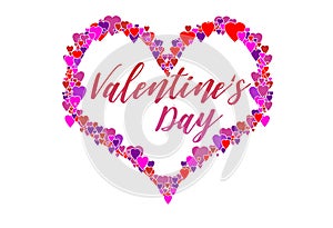 Beautiful Happy Valentines day lettering design with hearts photo