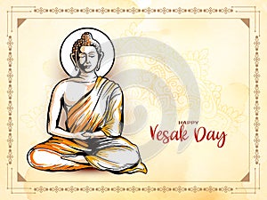 Beautiful Happy Vesak day or buddha purnima festival card design