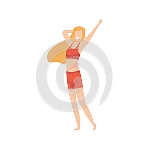 Beautiful Happy Woman with Birthmark, Body Positive with Birthmark, Self Acceptance and Beauty Diversity Concept Vector