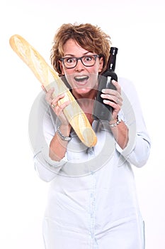 Beautiful happy woman holding lovely food