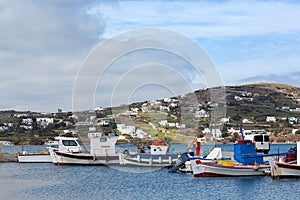 Beautiful harbor and boats on Paros Island, Cyclades, Greece