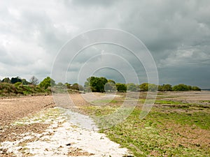 Beautiful harbour landscape scene outside summer bar coast