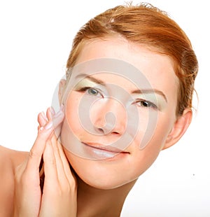 Beautiful health woman face with clean purity skin