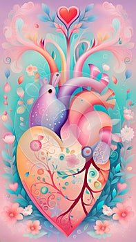 Beautiful heart background Artificial Intelligence artwork generated pretty