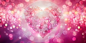 Beautiful heart bokeh pink background for texture. concept valentine day photo