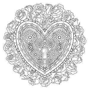 Beautiful heart for coloring book