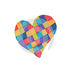 Beautiful heart in rainbow colors drawn in watercolor markers on