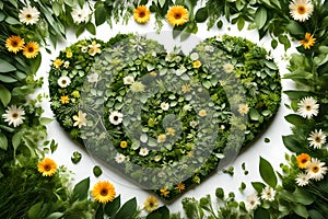 beautiful heart shape formed from greenery on an abstract art background, highlighting health with a transparent backdrop photo