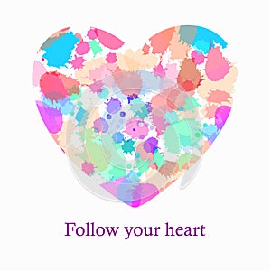 Beautiful heart with splash sparks background