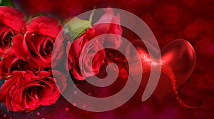 Beautiful hearts 3d illustration, flowers, bouquet of red roses, magenta, hot pink background luxury cloth, elegant wallpaper,
