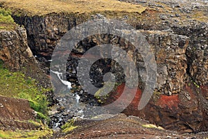 The beautiful Hengifoss waterfall, Iceland,