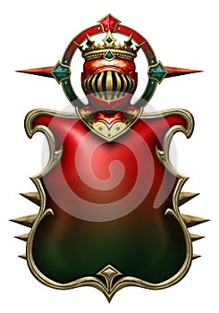 Beautiful heraldic shield with helm crest illustration