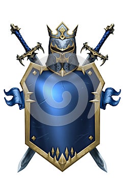 Beautiful heraldic shield with helm crest illustration