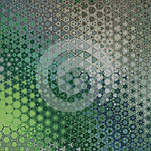 Beautiful hexagon geometric green and grey pattern