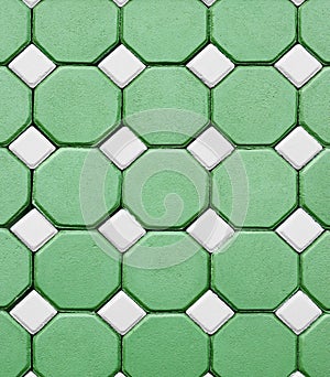 Beautiful Hexagonal brick flooring pattern in the park