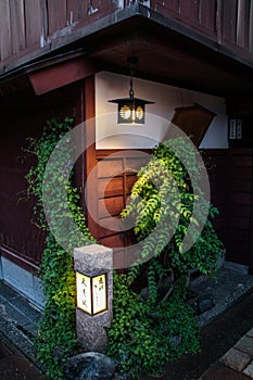 The beautiful Higashi Chaya District at dusk, Kanazawa, Chubu prefecture, Japan