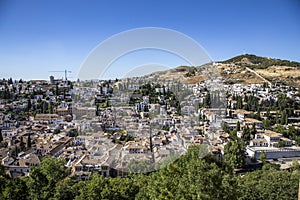 Beautiful high angle scenery of the Alhambra in Granada, Spain