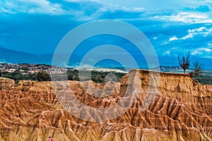 Beautiful high angle view of the red rocks in the Tatacoa Desert, Colombia