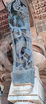 Beautiful High Heels Sculpture at the Ramappa Temple inside the maha Mandapa, Warangal, Telangana, Bharat