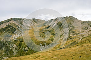 Beautiful high mountains on a sunday hiking day. photo