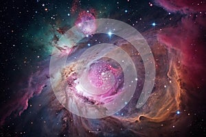 Bright space nebula with NASA elements photo