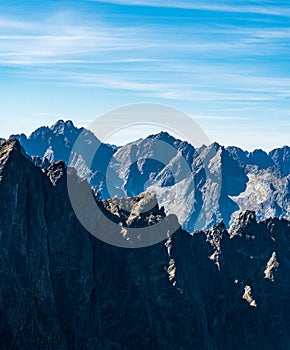 Beautiful High Tatras with highest Vysoka and Rysy mountain peaks - view from Sedielko mountain pass