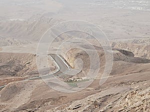 Beautiful highway through Jabal Hafeet mountain in Al Ain,UAE.