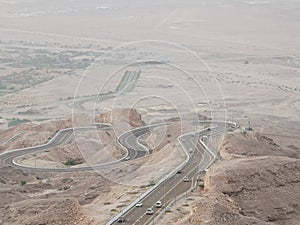 Beautiful highway through Jabal Hafeet mountain in Al Ain,UAE.