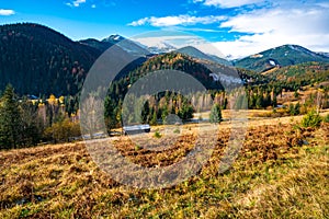 Beautiful hills covered with colorful autumn trees