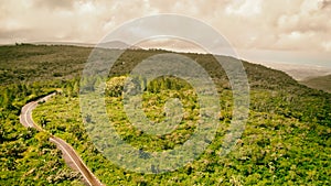 Beautiful hills of Mauritius Island, aerial view