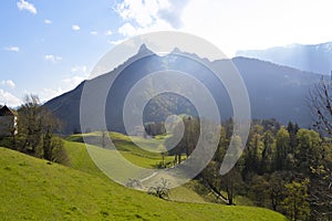 Beautiful hills near Gruyeres castle, Switzerland