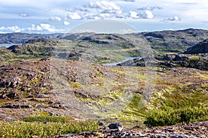 Beautiful hilly northern landscape. Gorgeous harsh nature