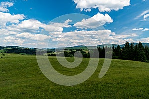 Beautiful hilly surrounding of Oravska Lesna village in Slovakia